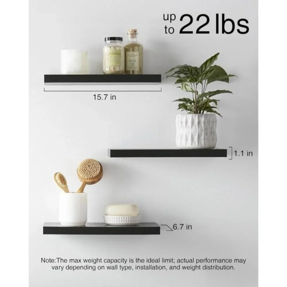 New Set of 3 Rustic Wood Floating Wall Shelves for Home or Room Decor